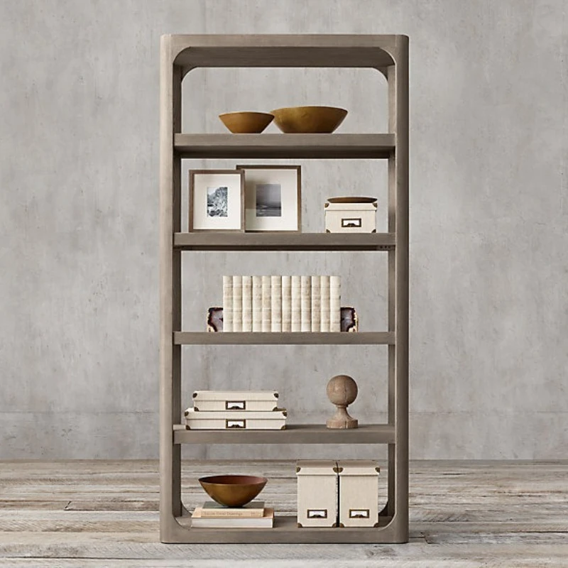 Retro solid wood bookcase Modern simple dining side cabinet Household small apartment bookshelf