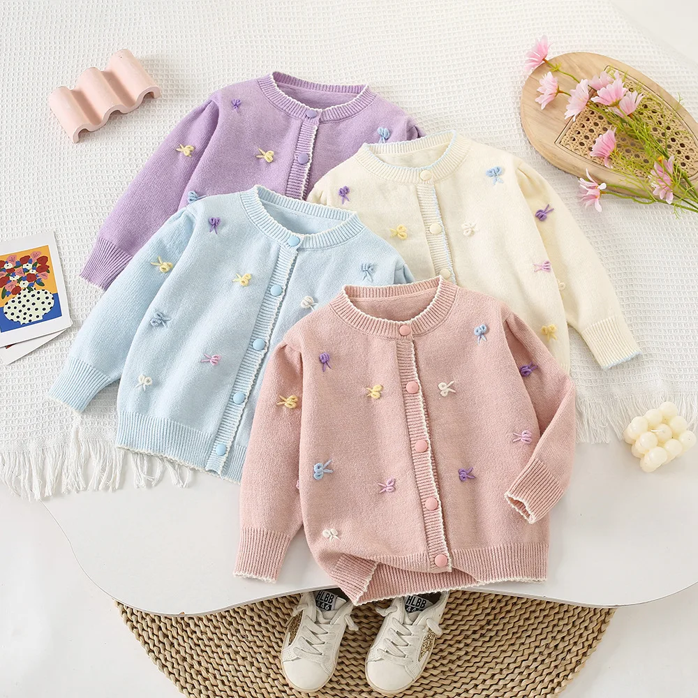 

Girls Woolen Jersey Sweaters Autumn Winter 2025 Children Knitted Coats Clothing For Baby Girl Tops Kids Cute Outerwear Jackets 6