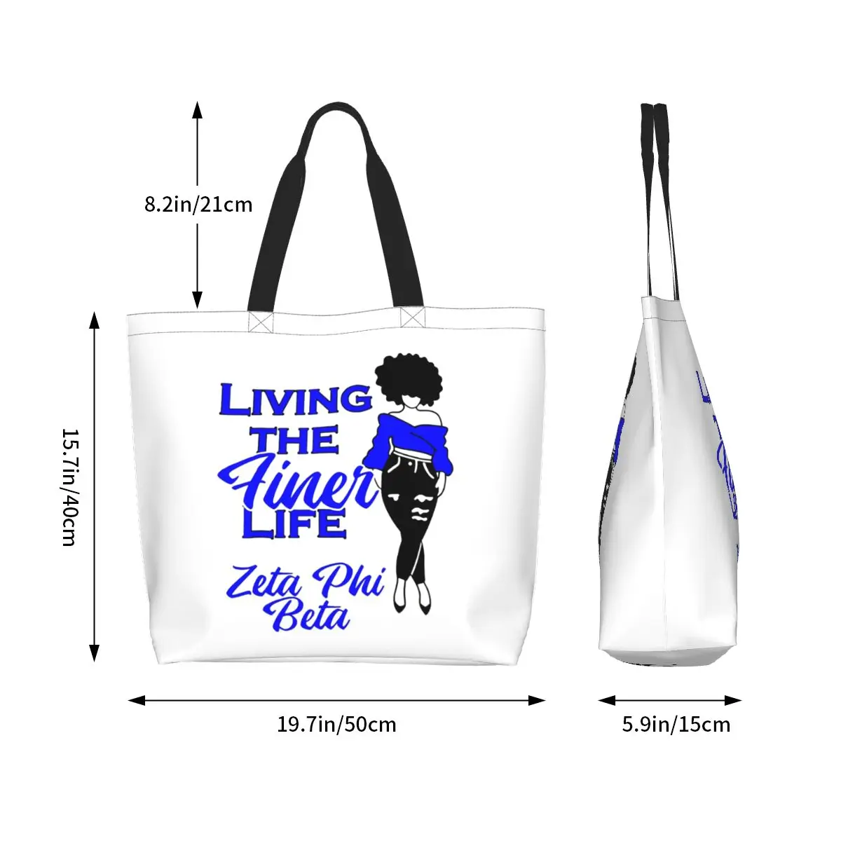Zeta Phi Beta Sorority Logo Shopping Tote Bag Canvas Large Capacity Shoulder Bags Shopper Grocery Handbag for Women