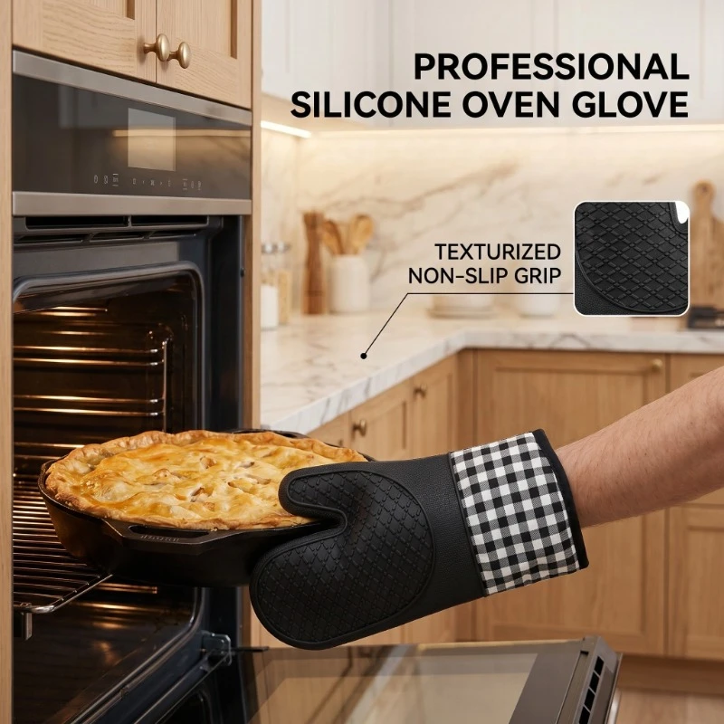 Silicone World 1pc Hot Oven Mitts Baking Anti-Hot Silicone Gloves Oven Microwave Cooking Insulation Baking Kitchen Tools