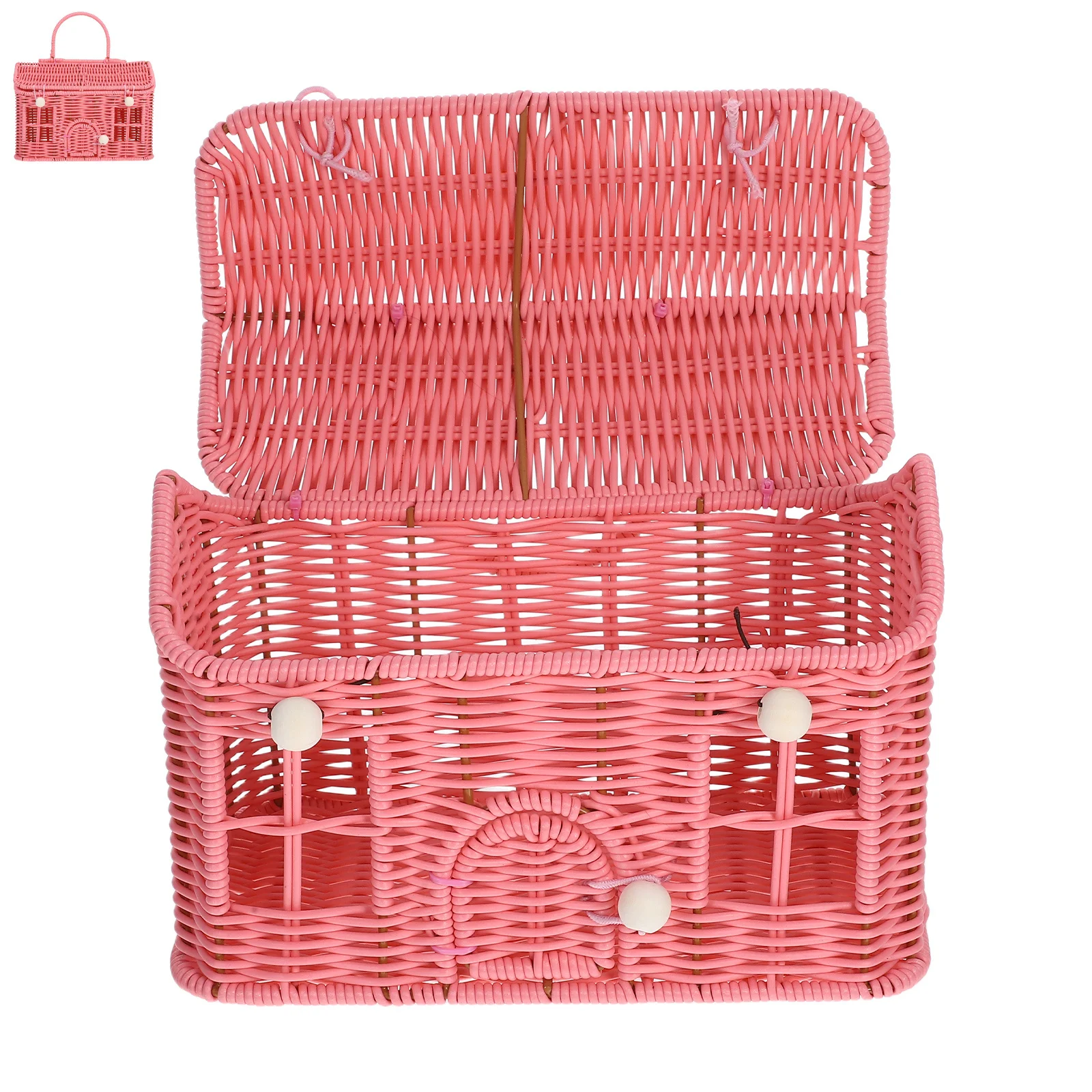 

-Shaped Woven Basket Vintage Lightweight Picnic Basket Portable Wedding Favor Box Large Capacity Storage Organizer