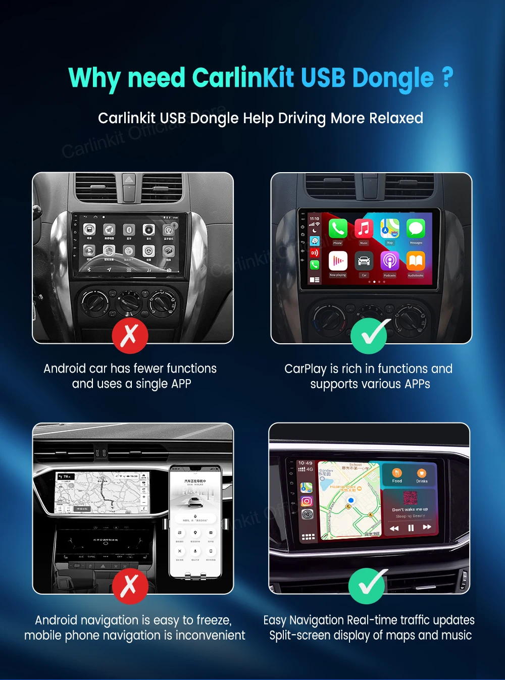 CarlinKit Android Auto USB Dongle Drahtlose CarPlay Adapter Für Android Auto Unterstützung Spotify Waze Karte Telefon Mirrorlink Auto Radio – Detail 11
