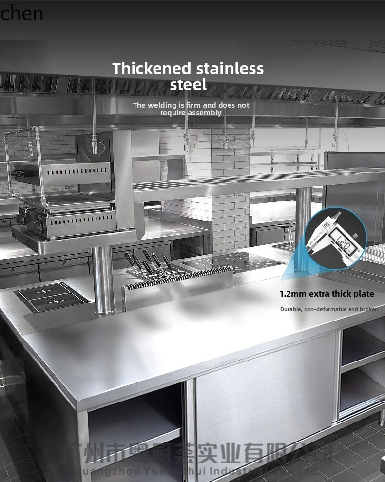 LXC الفولاذ المقاوم للصدأ منضدة المطبخ عملية الجدول مطعم انزلاق الباب خزانة قطع المجلس كونترتوب مجلس الوزراء #2