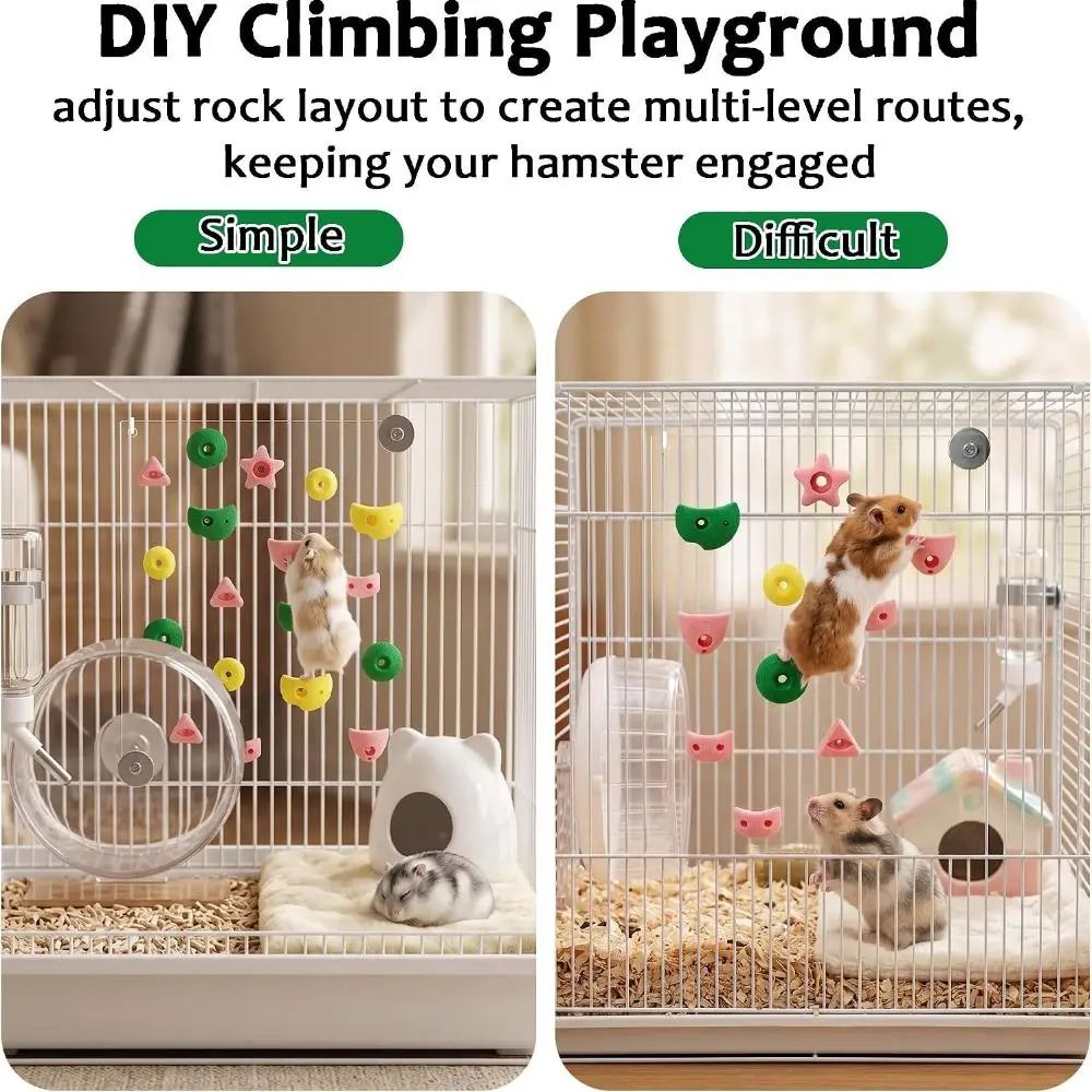 16 pièces de jouets d'escalade antidérapants pour hamsters, ensemble de jeu d'escalade modulable et peu encombrant, jouets interactifs d'enrichissement pour hamsters