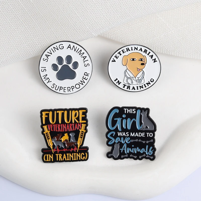 SAVING ANIMALS IS MY SUPERPOWER Enamel Pins Cute Pet Metal Brooches Fashion Lapel Badge Backpack Clothes Jewelry Gift for Friend