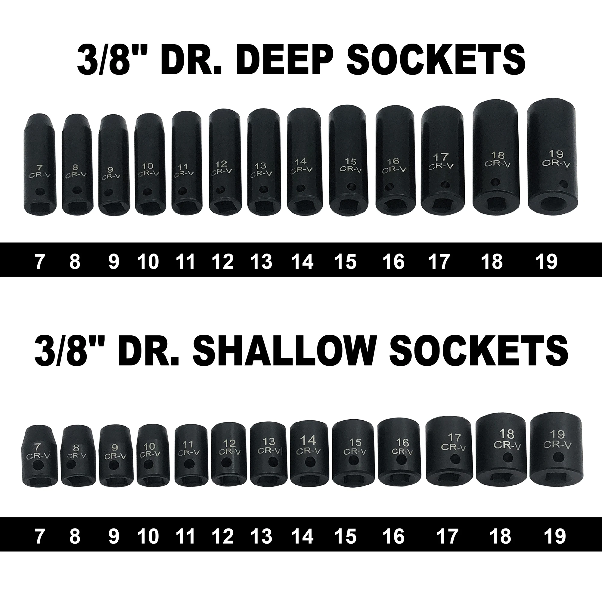 26 Pcs Impact Socket Set 3/8 Inch CRV Steel Deep and Standard Socket 6-Point Rugged Construction Metric 9mm To 30mm