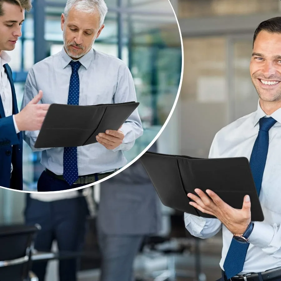 منظم محفظة صغيرة مقاس A5 محفظة Busin بسحاب جونيور بادفوليو مجلد مجلد للنساء والرجال 5 × 8 لوحة كتابة متضمنة Bl