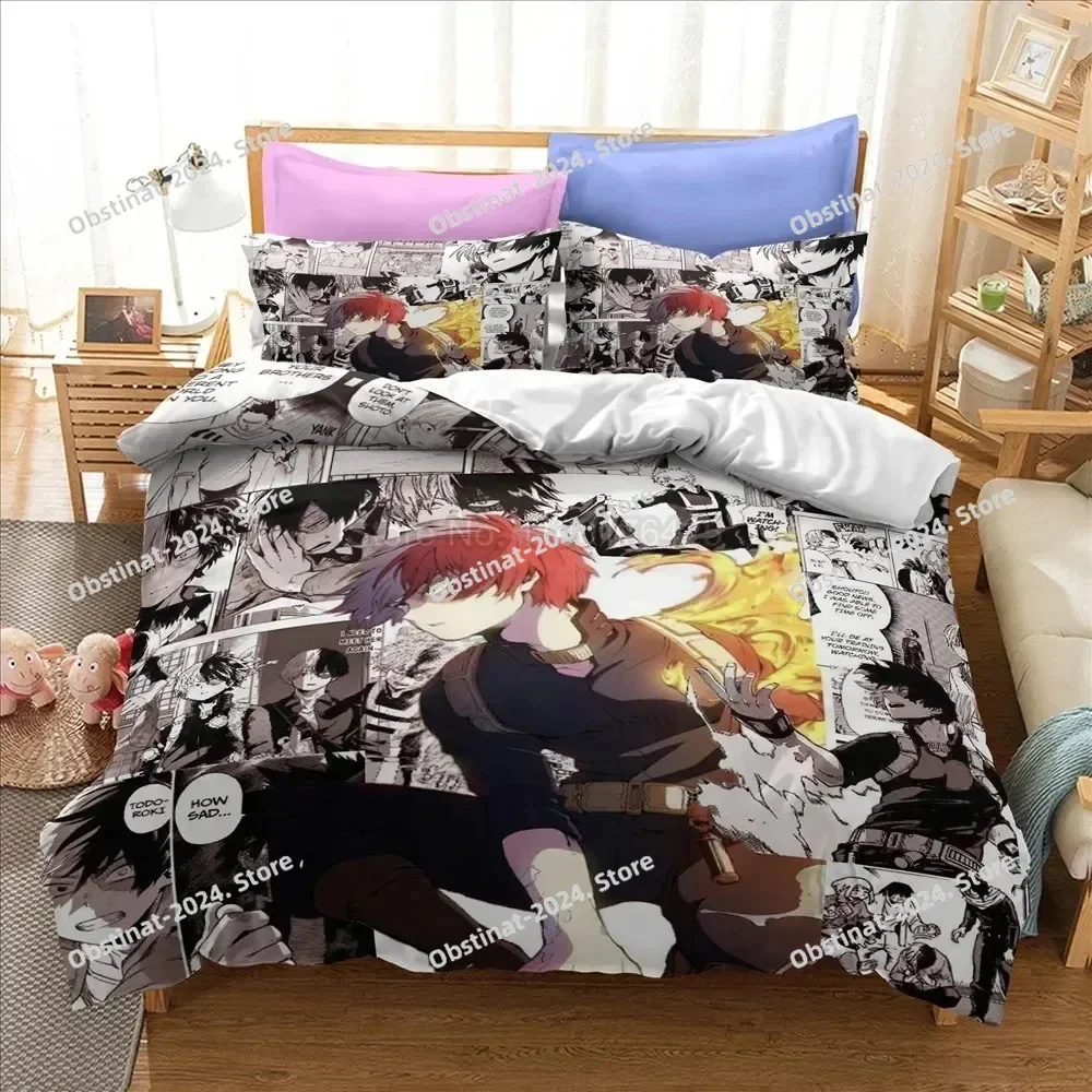 2024 3d My Hero Academia Boys Japanese Anime Bedding Set Printed Bed Set With Pillowcase Bed Duvet Cover Queen Super King Size