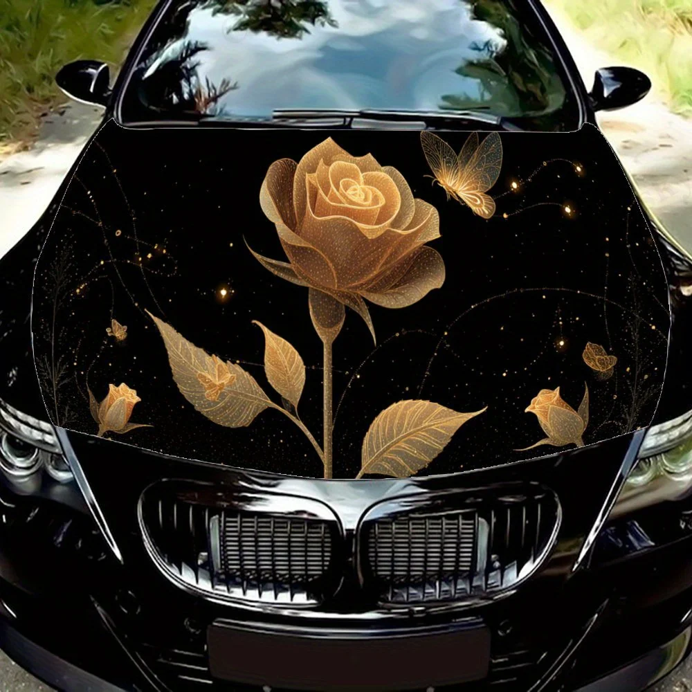

Golden and splendid roses print,car hood stickers,PVC waterproof Self adhesive car hood sticker,car hood decoration protection s