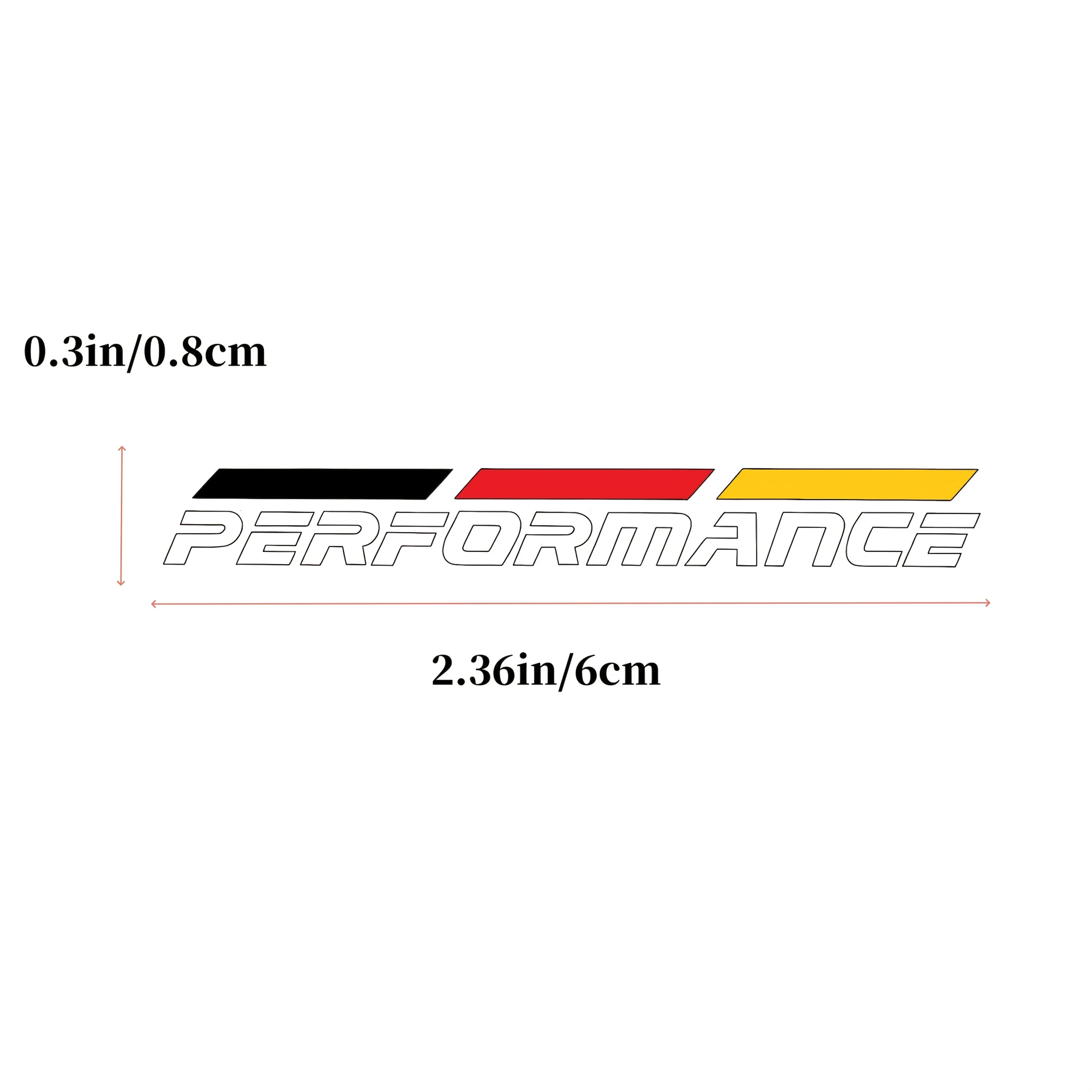 4Pcs Black Red Yellow PERFORMANCE Text Vinyl Stickers, Waterproof UV Resistant, for Car Rearview Mirror Decor, Holiday Gift