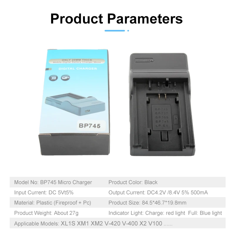 10PCS/LOTS BP-745 BP-727 BP-718 BP745 BP727 Battery Charger For Canon HFR80 HFR82 HFR800 HFR70 HFR72 HFR700 HFM52 HFM500 HFR30