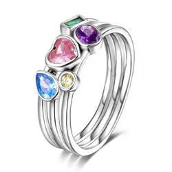 925 Sterling Silver Rainbow Colorful Zircon Closed Ring For Women Valentine's Birthday Fine Gifts Wedding Jewelry Accessories