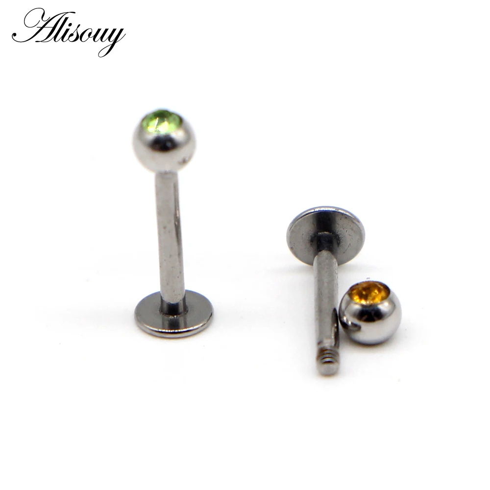 Alisouy 1PCS LABRET BODY PIERCING BAR LIP RING STUD 16G RAINBOW BLACK GOLD Color HOT LIP EAR NOSE JEWELRY FOR WOMEN MEN 11COLOR