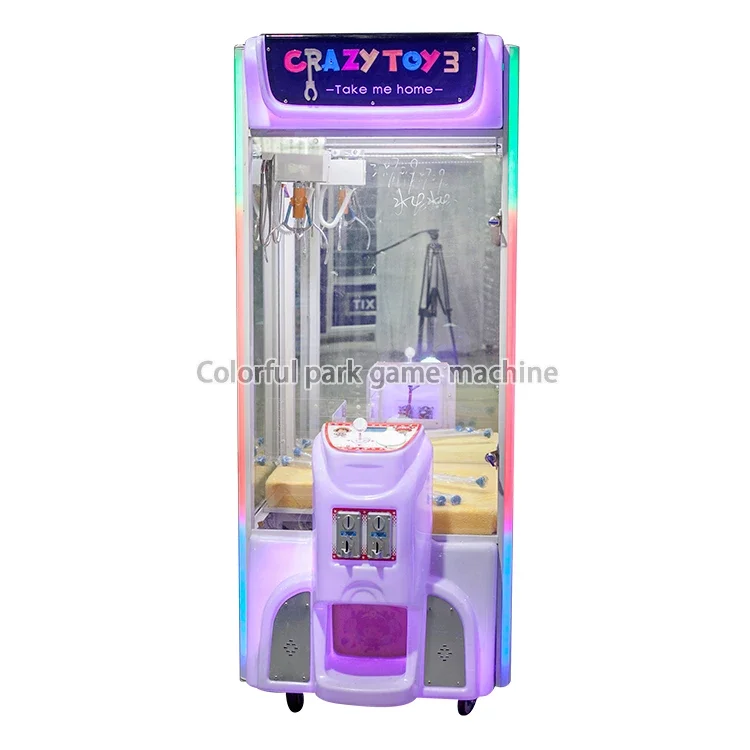 Crazy toys 3 prizes crane claw coin operated game machine vending machine