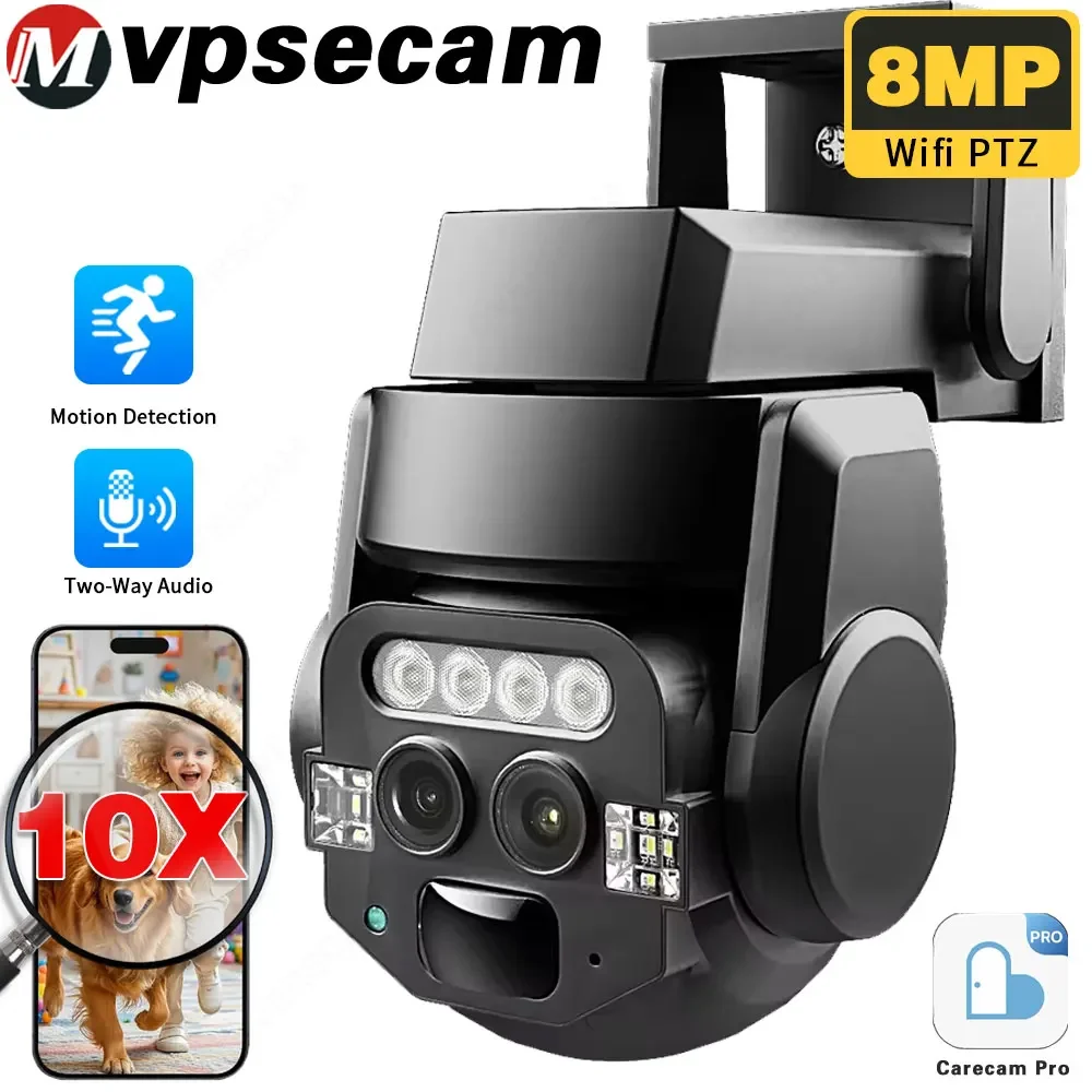 

Carecam 8MP 4K 10X Zoom HD Video Surveillance Camera Outdoor Waterproof Color Night Vision CCTV PTZ IP Camera