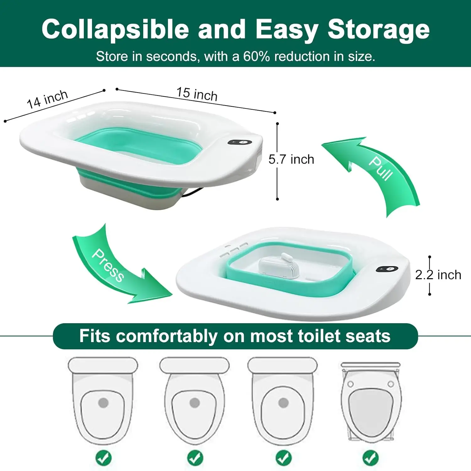 Folding Toilet Electric Sitz Bath Special Wash Portable Bidet For Pregnant Women Hemorrhoid Patient Care Basin