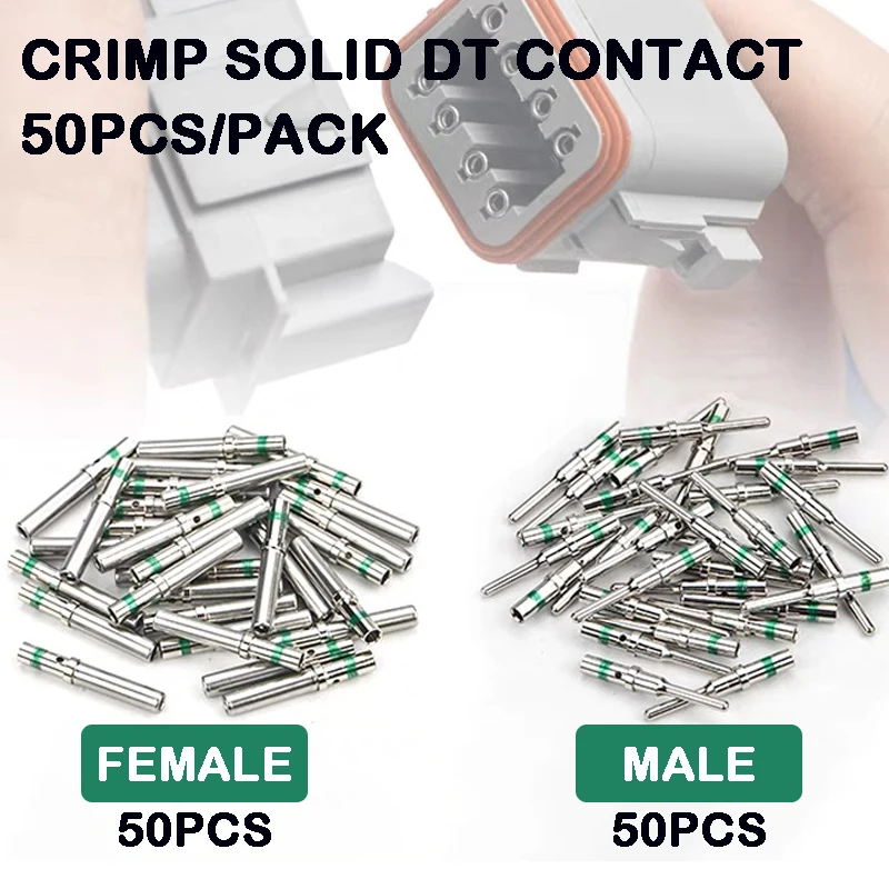 50PCS DT 1.5mm Series Stainless Steel Pin Contact 0462-201-16141 0460-202-16141,16AWG Deutsch Crimp Solid Female & Male Terminal
