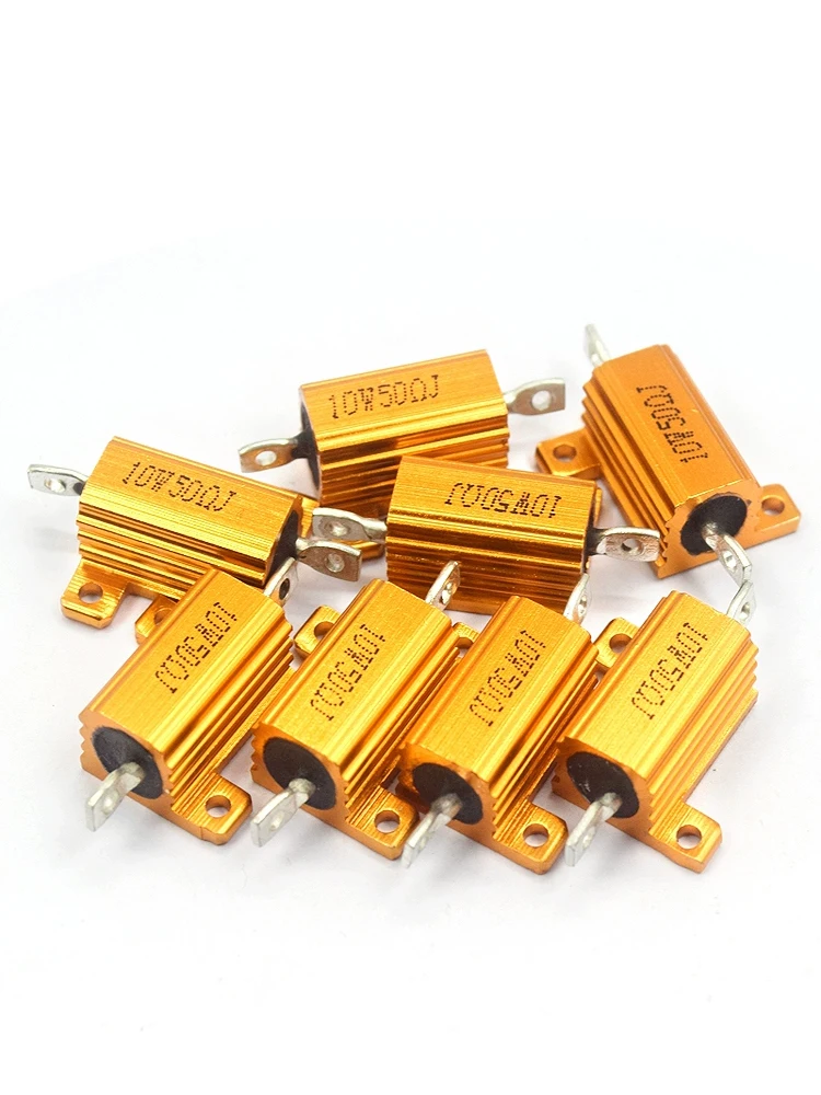 Gold Aluminum Case High Power Resistor Rx24-10w 1 2 3 5 10 20 50 200 Ohm 10k 1k 10PCS