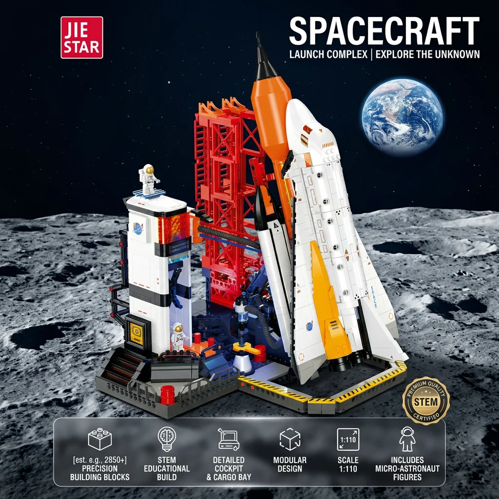 1797PCS Space Iaunch Site Building Blocks Launch Center Lunar Lander Model With Astronaut Figure City Aerospace Toys s Gifts