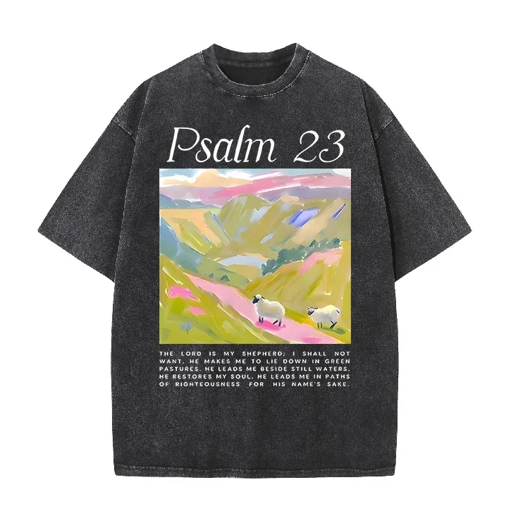 Psalm 23 The Lord Is My Shepherd Christian T Shirt Bible Verse Graphic Tee Oversized Cotton Faith Religious Unisex Top