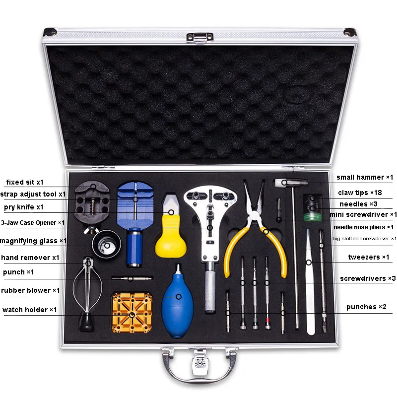 40pcs Watch Repair Tool Kit Professional Watch Laptop Jewelry Repair Tool Set Hammer Screwdrivers Tweezers w Aluminum Alloy Case