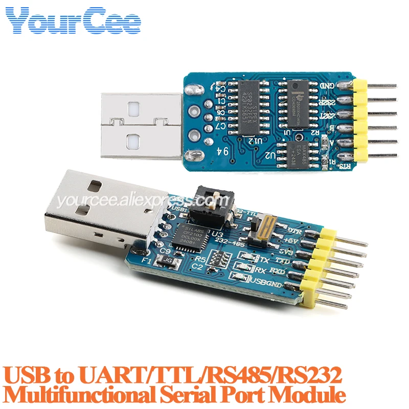 5pcs/1pc Multifunctional Serial Port Board CP2102 USB to UART/TTL/RS485/RS232 Interconversion Module Six in one 3.3v 5v