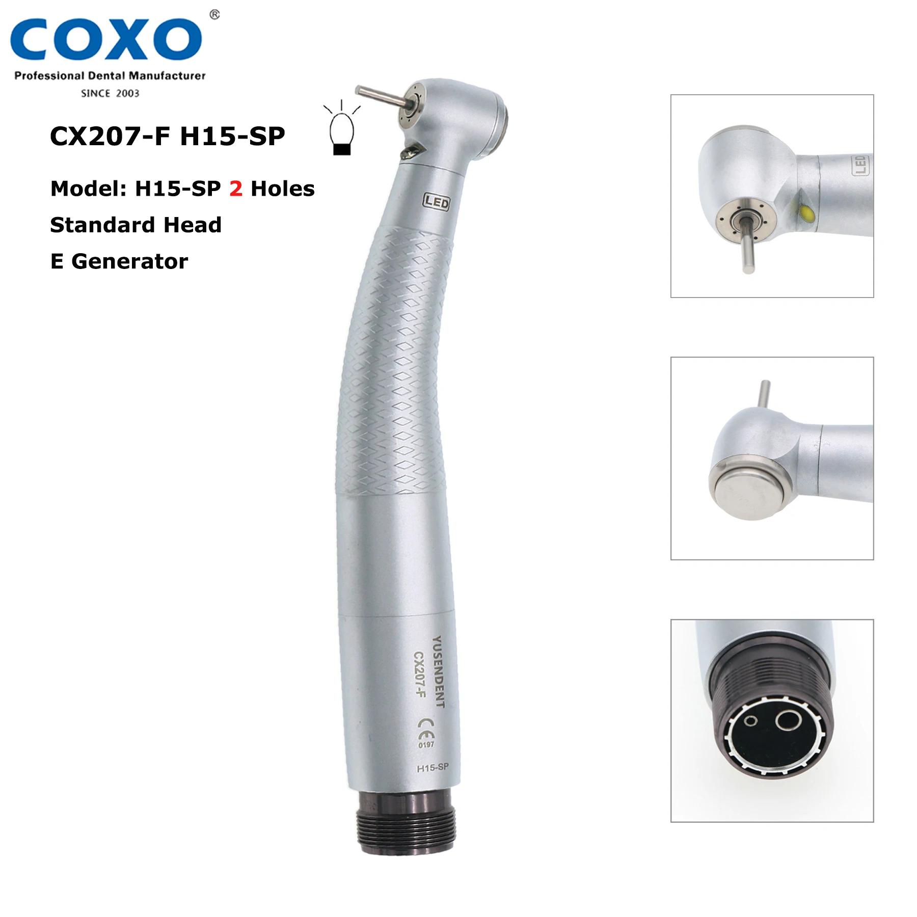 COXO Dental Turbine High Speed Handpiece With LED Self-Luminous E Generator 2/4 Hole Push Button Fit NSK KAVO Dentistry Products