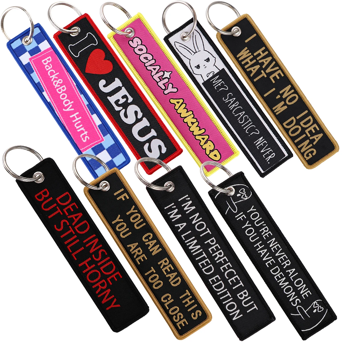 I Love Hot Moms Key Tag Letters Embroidery Key Fobs Keychains for Car Motorcycles Keyring Fashion Jewelry Accessories Gifts