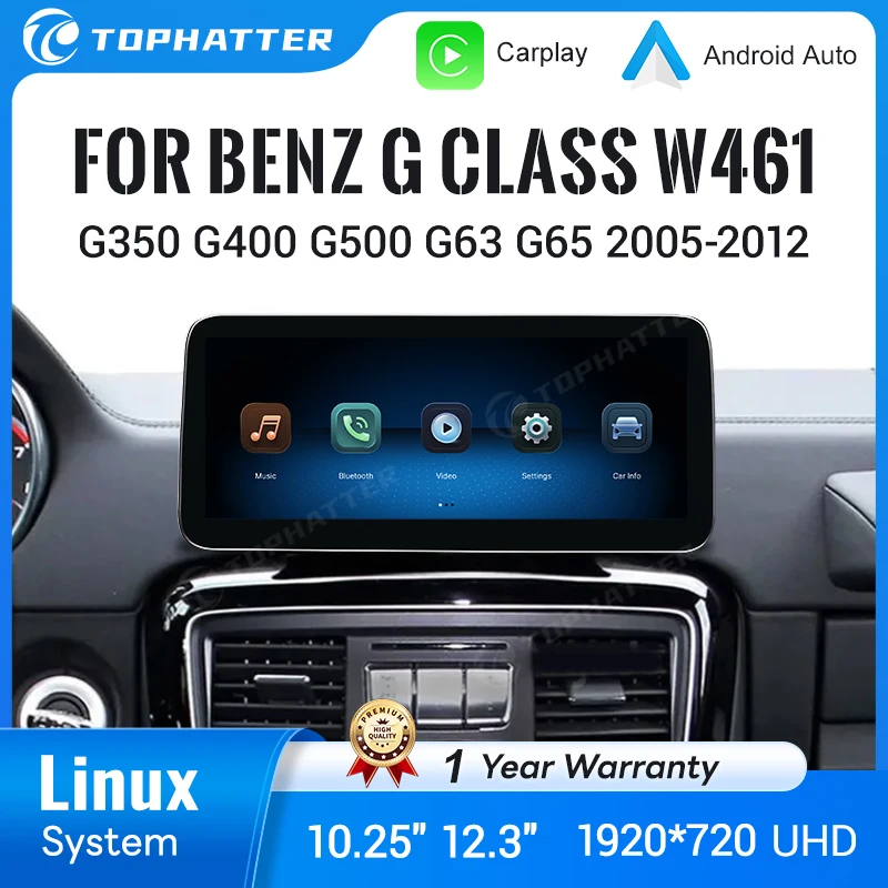 

For Mercedes Benz G Class W461 2005-2012 10.25" 12.3" UHD Touchscreen Linux Multimedia Player with Bluetooth Music Video