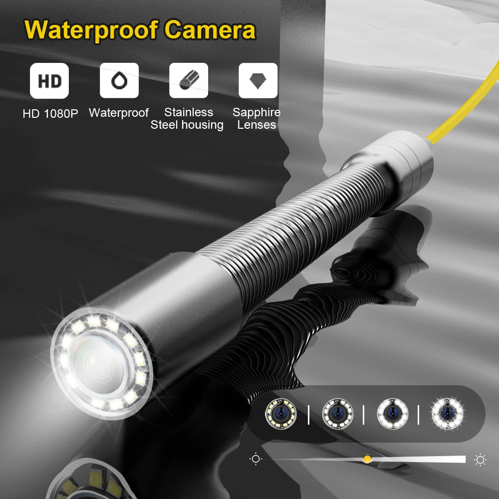 Imagem -05 - Câmera de Inspeção de Tubulação de Esgoto Ips Tela 1080p Autonivelante Localizador 512hz Vídeo Gravação de Áudio Contador de Medidores Fibra mm