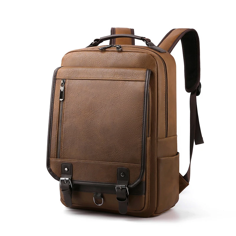 

2024 New Fashion Hot Men Backpacks High Quality Pu Leather Male Korean Student Backpack Boy Business Laptop School Computer Bag