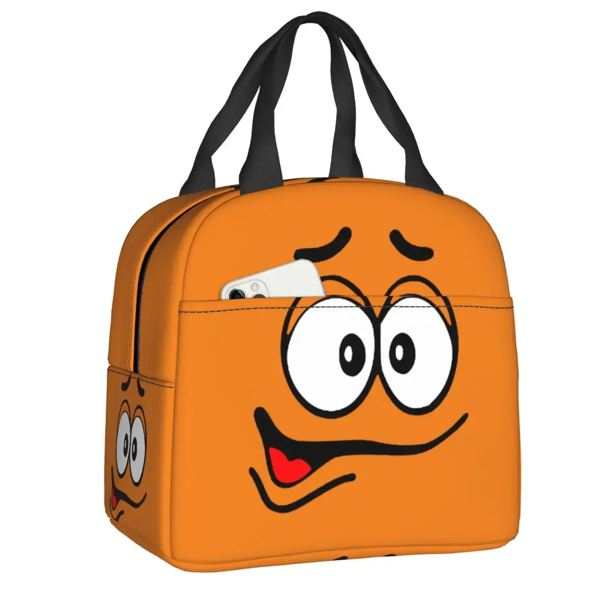 

Cartoon Chocolate Orange Candy Faces Lunch Box Leakproof Warm Cooler Thermal Insulated Lunch Bag for Women Kids Tote Container