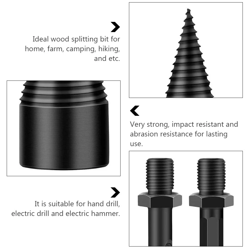 

1 Set 38Mm Wood Splitting Drill Bit Hex Round Square Handle For Hand Electric Drill Hammer Firewood Splitter Camping