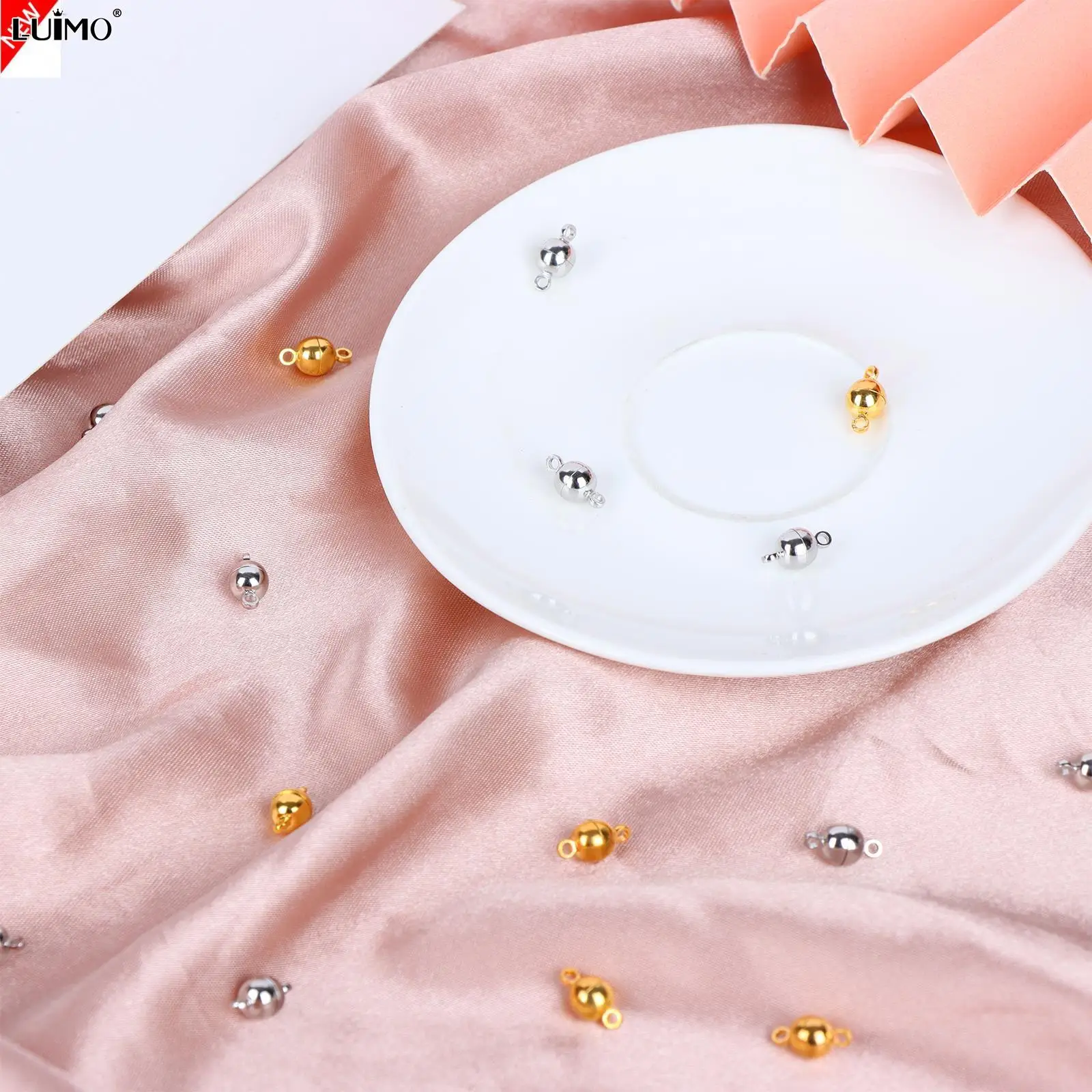 

40Pcs/Set Cute Magnetic Clasps for Jewelry Pendants Bracelet Necklace Making Accessory Mini Alloy Heart Round Shape Magnet Charm