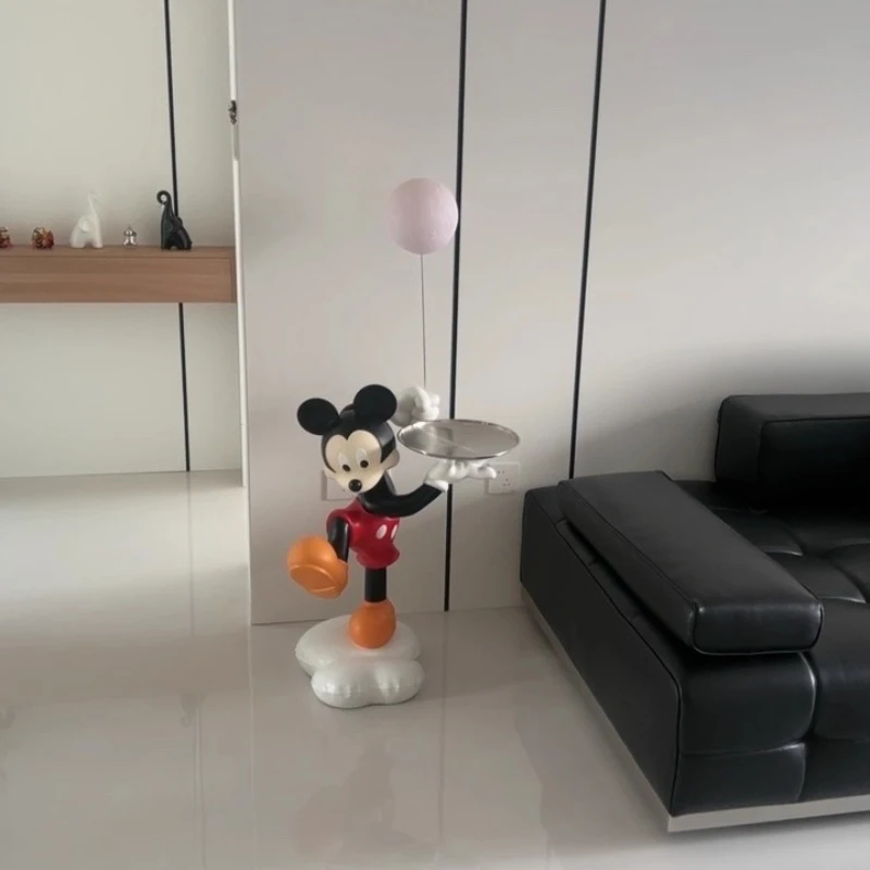 

108cm Mickey Anime figure Disney Tray LED Light Cartoon model Ornaments Living Room resin Statue Collection Home Decoration Toy