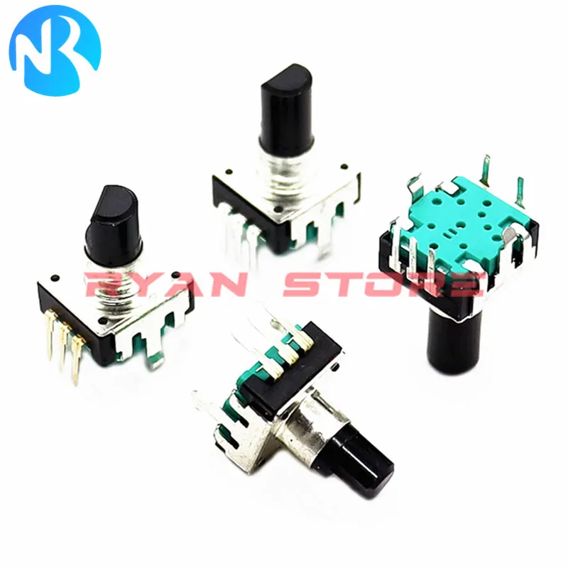 5PCS EC12 Rotary Encoder  360 Degree Audio Encoder Coding 5Pin 24 Position With Push Button Switch Handle 11.5MM 14MM 19MM