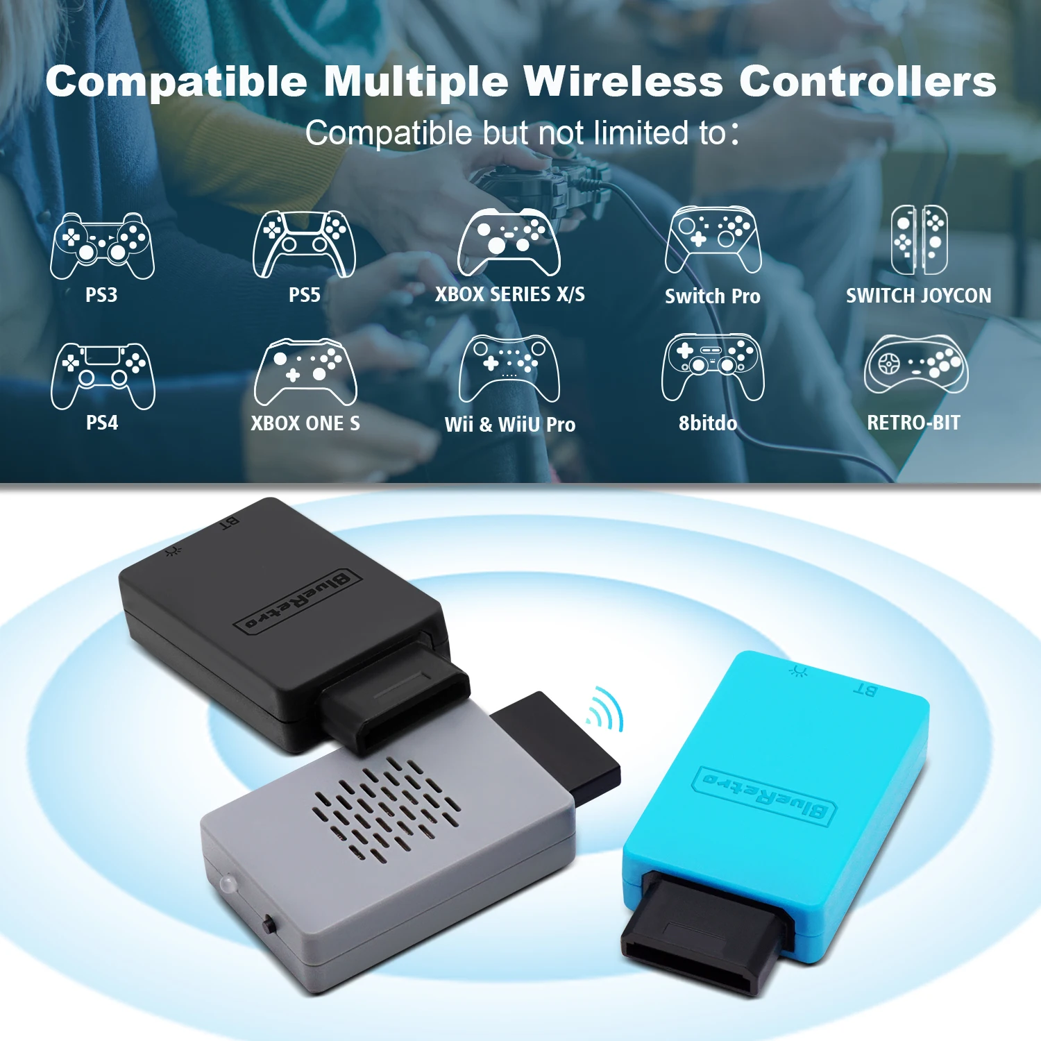 

Blueretro Wireless bluetooth Game Controllers Adapter Converter for Sega Saturn Console to PS4 PS5 Switch Xbox Controller