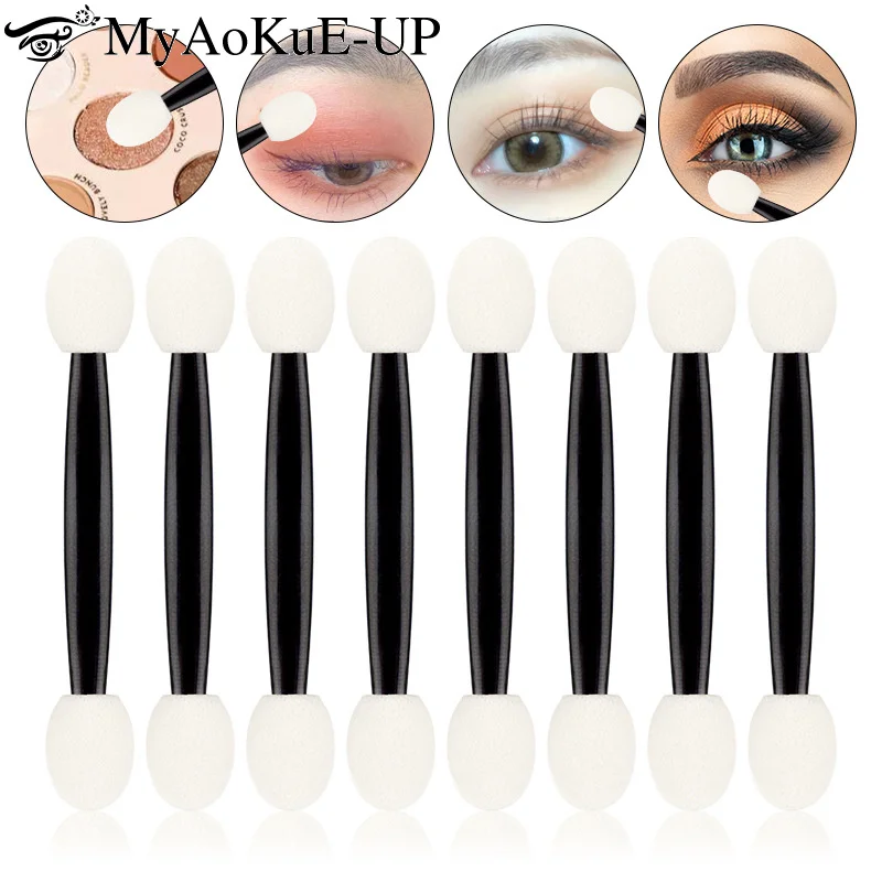 25pcs Sponge Stick Disposable Eye Shadow Brush Applicator Cosmetic Make Up Double-head Eyeshadow Brush For Women Makeup Tool