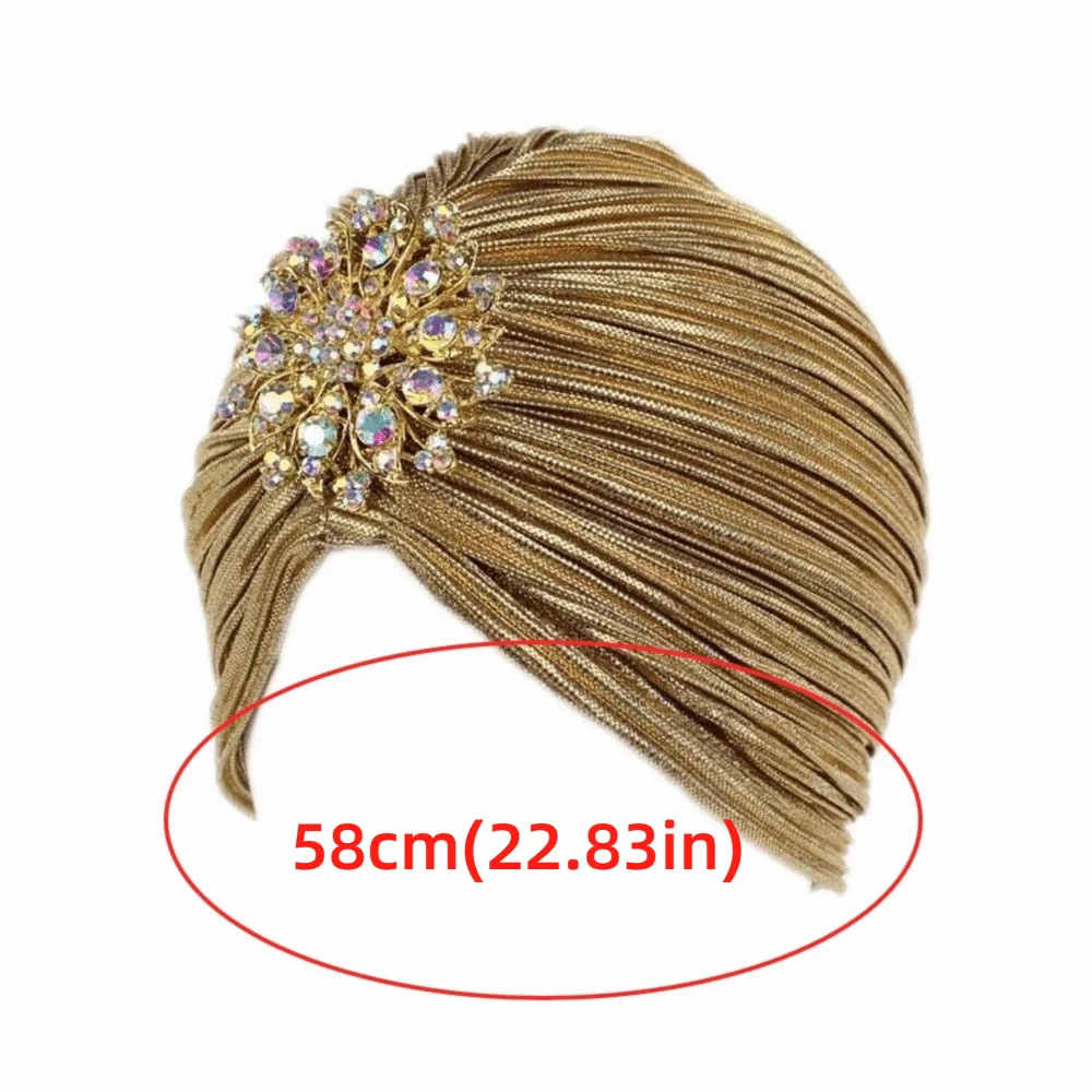 العرقية نمط مطوي المرأة قبعة عمامة باندانا قبعة الأفريقية الفاخرة قبعة هندية مع بروش رئيس التفاف بيني مرونة العناية بالشعر