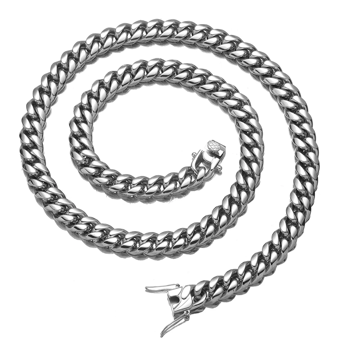 New Fashion 6mm-18mm Any Length Silver 316L Stainless Steel Miami Curb Cuban Chain Necklace or Bracelet for Women Men