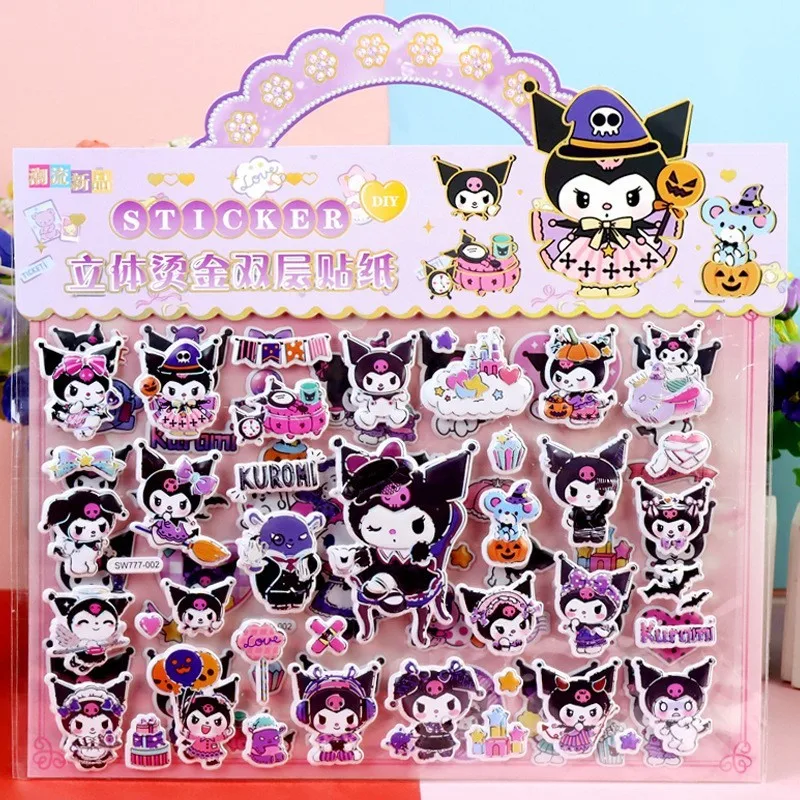 Cute Sanrio Bubble Stickers Double Layer Kawaii Cartoon Melody Kuromi 3D Sticker Kids Prizes DIY Children Girl Toy Stickers Gift