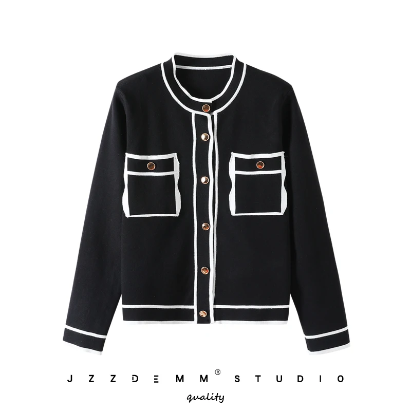 

Faionable Knitted Long Sve round Ne Open Cardigan Women's Slim Fit Top JZZDEMM Brand Commute Sle Spring Autumn New A...