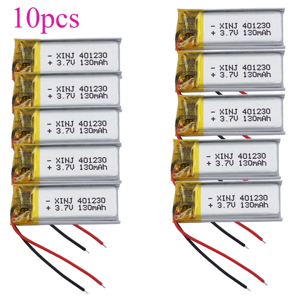 

10Pcs 3.7V 130mAh 0.48Wh Rechargeable Replacement Li Lipo Battery 401230 For GPS Sat Nav Bluetooth Speaker LED Driving Recorder