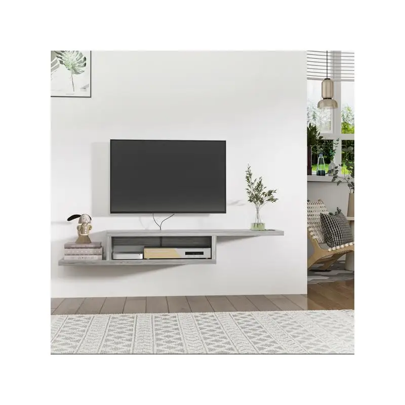 حامل تلفزيون مثبت على الحائط - دعامة قابلة للتعديل لأجهزة التلفاز ذات الشاشات المسطحة، تصميم موفر للمساحة، سهل التركيب، متوافق مع معظم أجهزة التلفاز