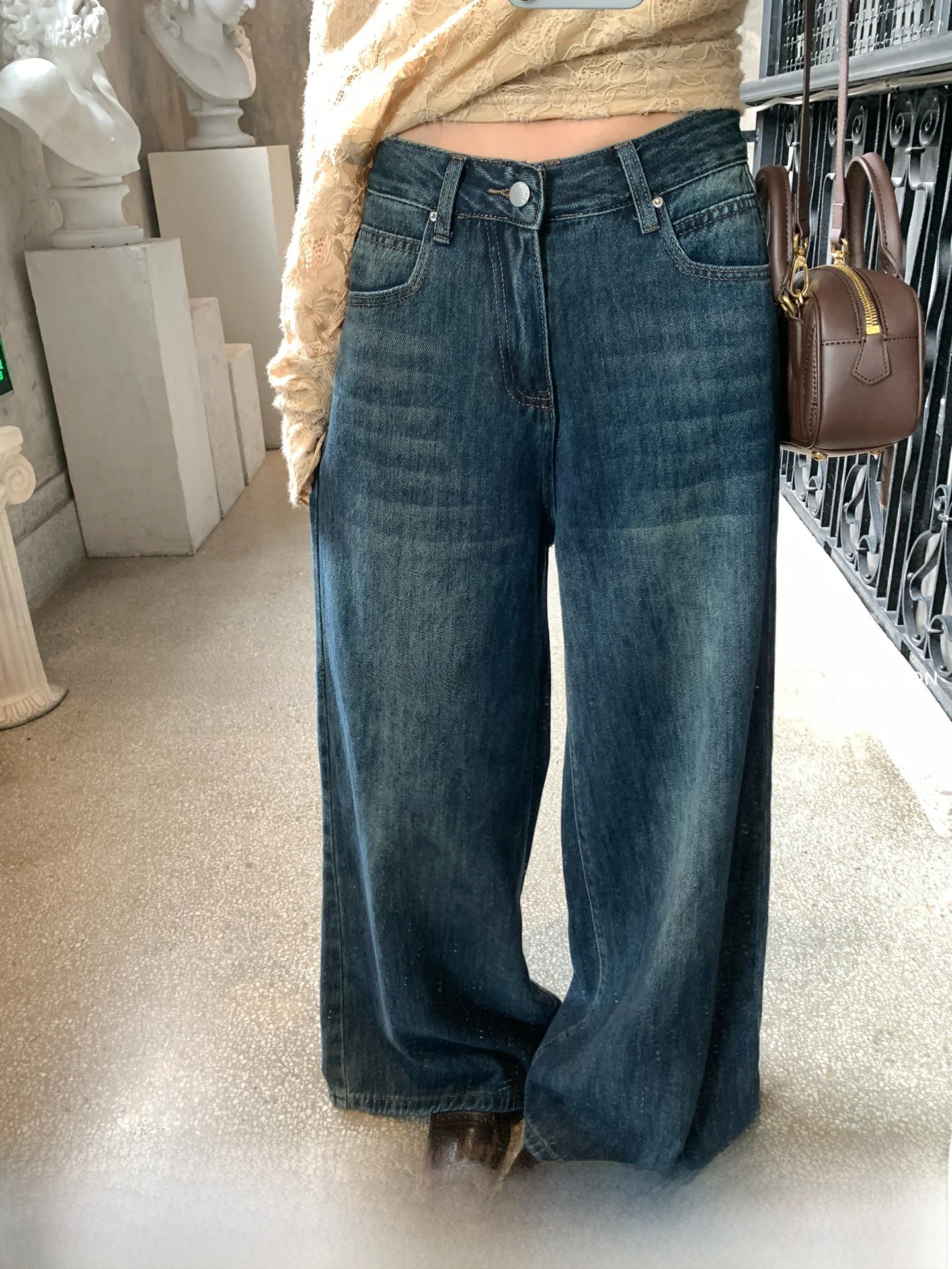 

GV Comfortable Wide Leg Jeans Women's Loose Fit Jeans Versatile Washed Denim Pants Spring New Style Casual Straight Leg Trousers