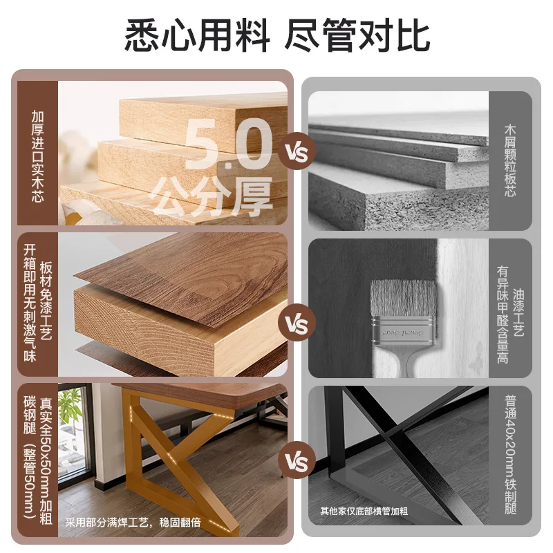 Bedroom Solid Wood Gaming Computer Desk, Double Writing Study Table for Students and Adults Home Use