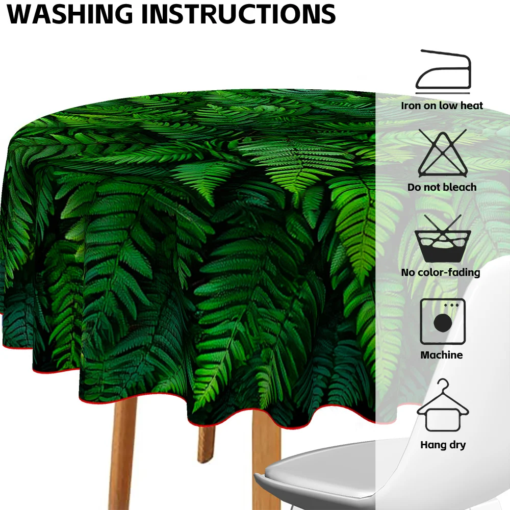 1tablecloth, Christmas theme, natural wind green fern pattern, suitable for home kitchen, dining room and living room decoration