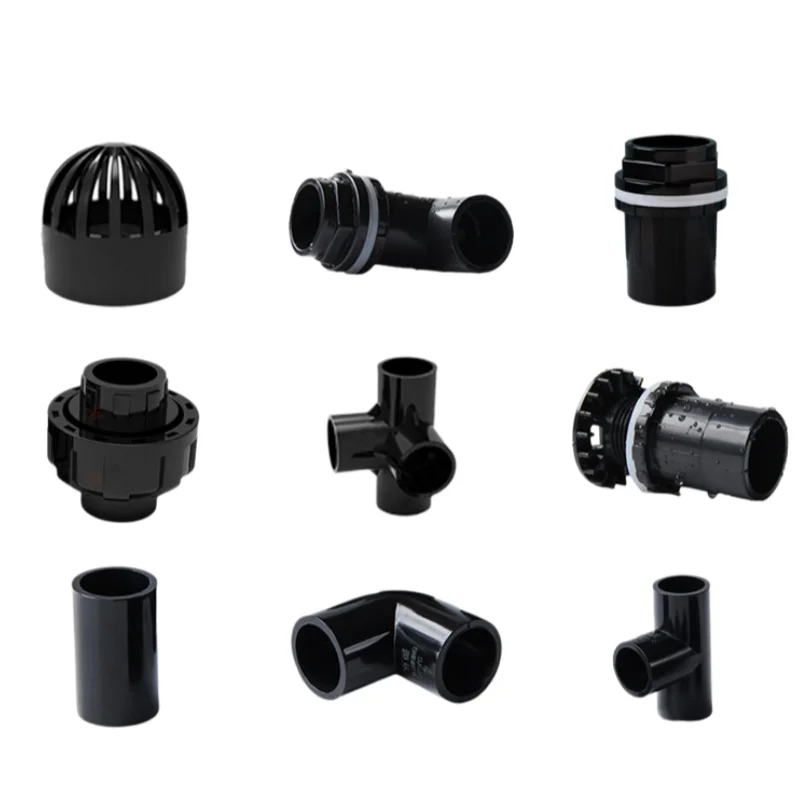 20~50mm Black PVC Pipe Connector Straight Elbow Watering Irrigation Water Pipe Joint 3 4 5 6 Ways Way Shelf Tube Fittings