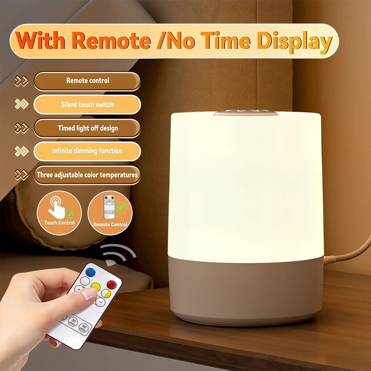 Creative Bedside Lamp Touch Dimming Table Lamp LED Night Light For Bedroom Dormitory College Book Reading Lamp USB Rechargeable
