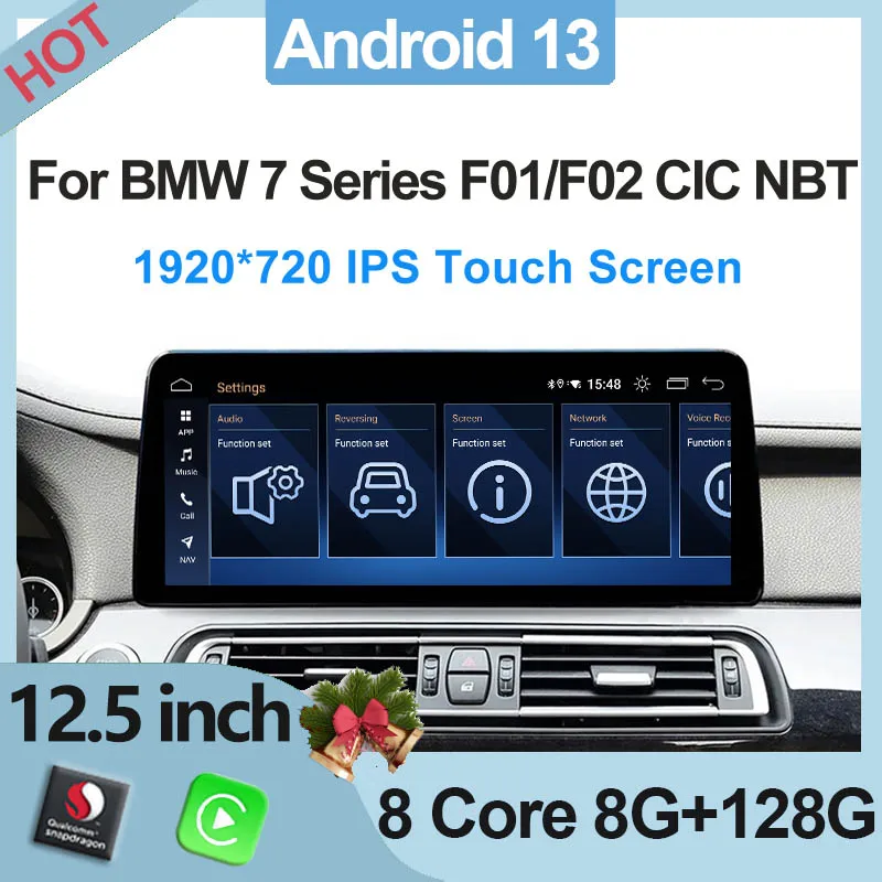 

Car Video Player For BMW 740 Series F01 F02 Central Multimedia Screen Qualcomm Android13 8 Core 8G 256G IPS 1920P Carplay Auto